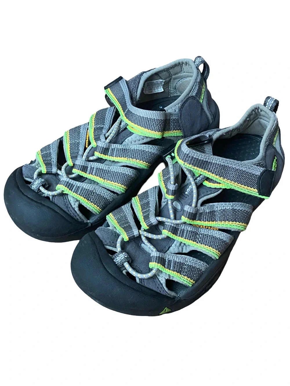 Keen Newport H2 kids’ green and grey waterproof hiking sandals size US 2